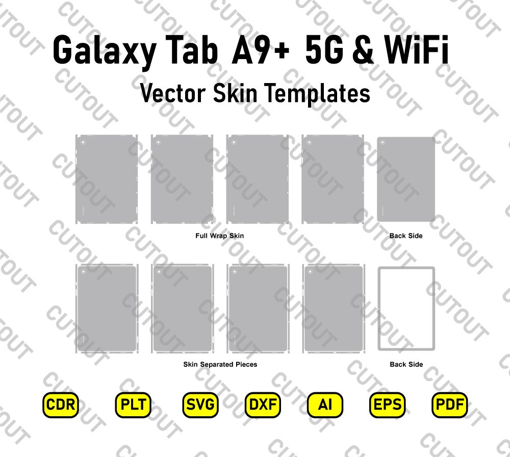 Samsung Galaxy Tab A9+ 5G &amp; WiFi Versions Vector Skin Cut Files
