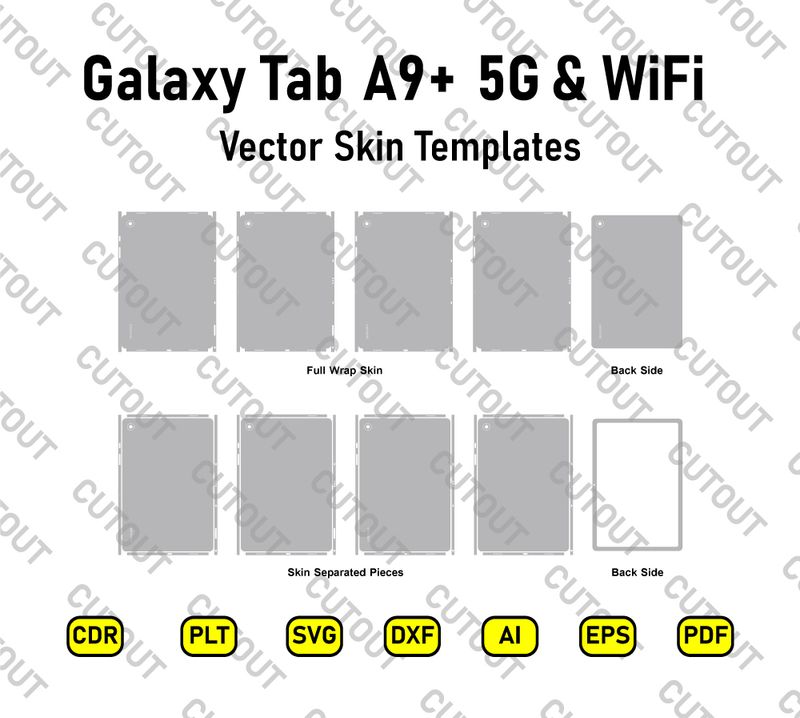 Samsung Galaxy Tab A9+ 5G &amp; WiFi Versions Vector Skin Cut Files