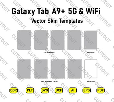 Samsung Galaxy Tab A9+ 5G &amp; WiFi Versions Vector Skin Cut Files