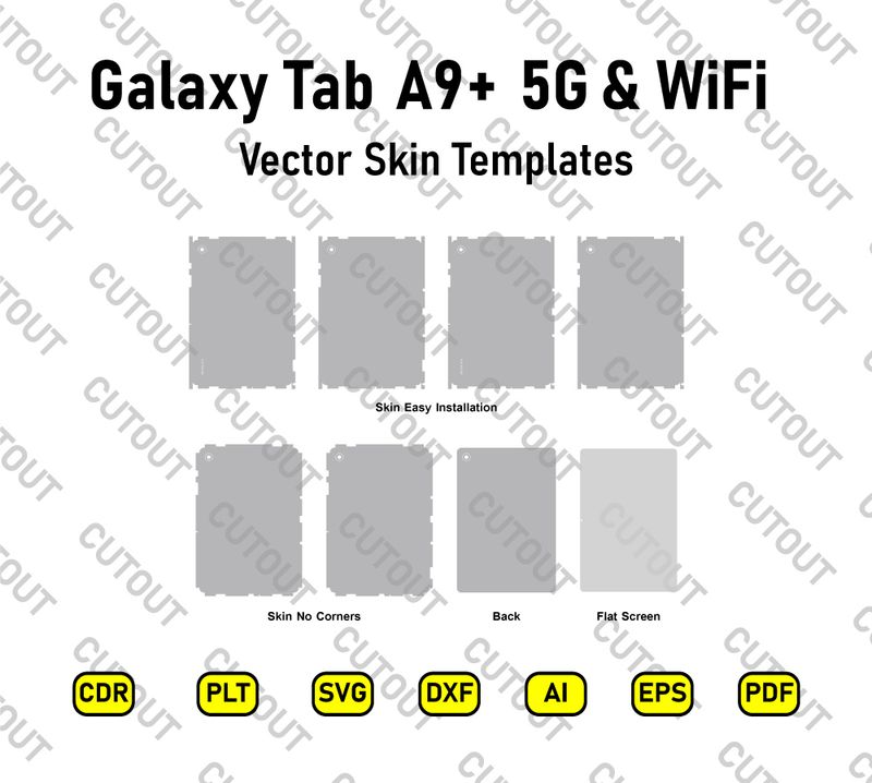 ​Samsung Galaxy Tab A9+ 5G &amp; WiFi Versionen Vektor Skin Schnittdateien