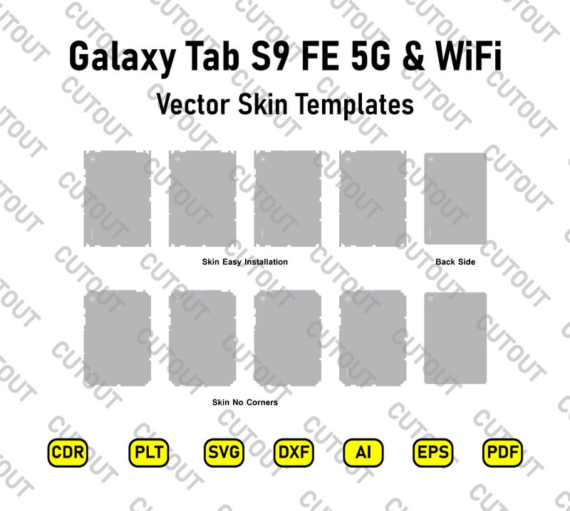 ​Samsung Galaxy Tab S9 FE 5G &amp; WiFi Versionen Vektor Skin Schnittdateien