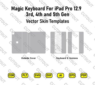 Magic Keyboard for iPad Pro 12.9 3rd, 4th and 5th Gen Vector Skin Cut Files