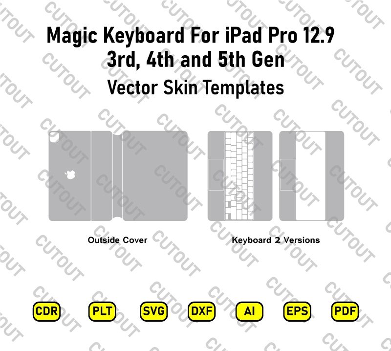 Magic Keyboard for iPad Pro 12.9 3rd, 4th and 5th Gen Vector Skin Cut Files
