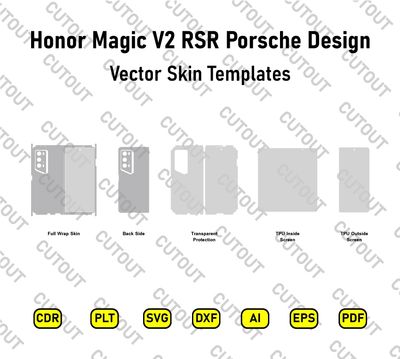 ​Archivos de corte vectorial para el diseño Porsche del Honor Magic V2 RSR