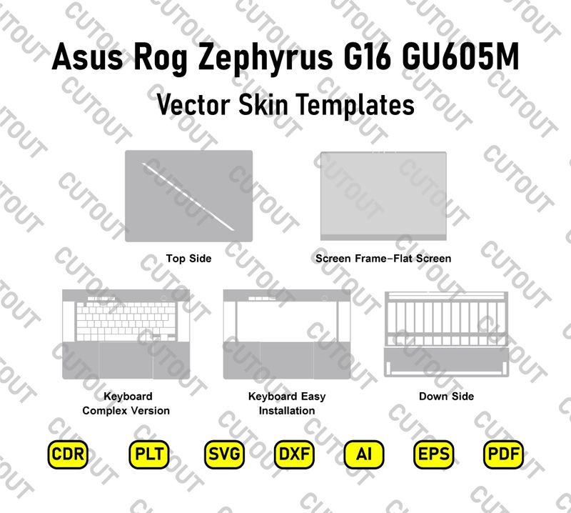 Asus Rog Zephyrus G16 GU605M Vector Skin Cut Files