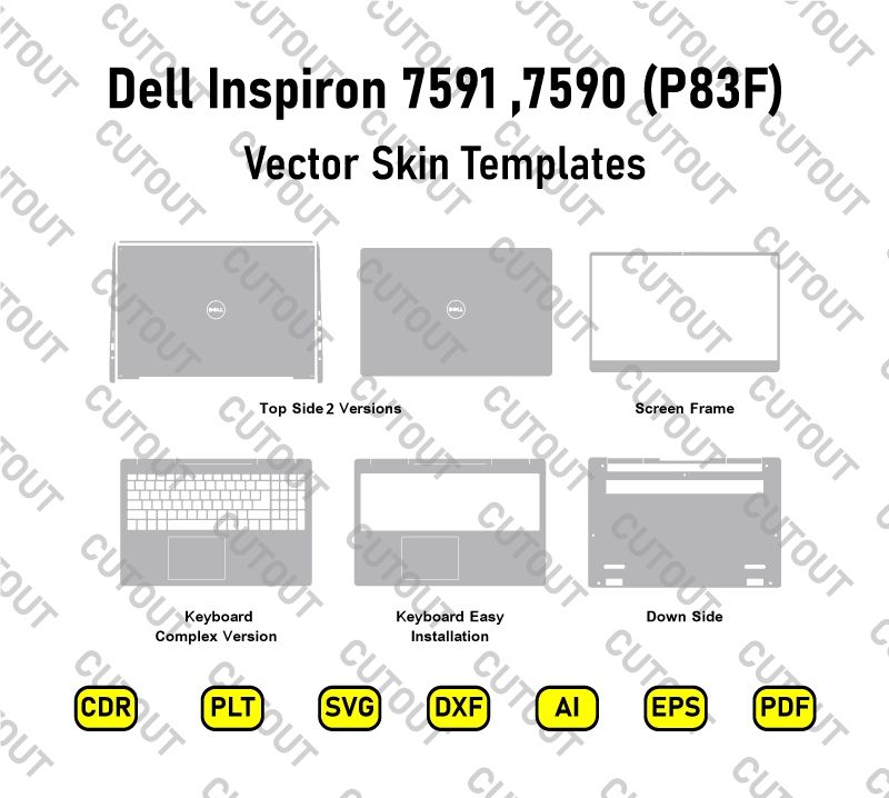 Dell Inspiron 7590, 7591 (P83F) Vector Skin Cut Files