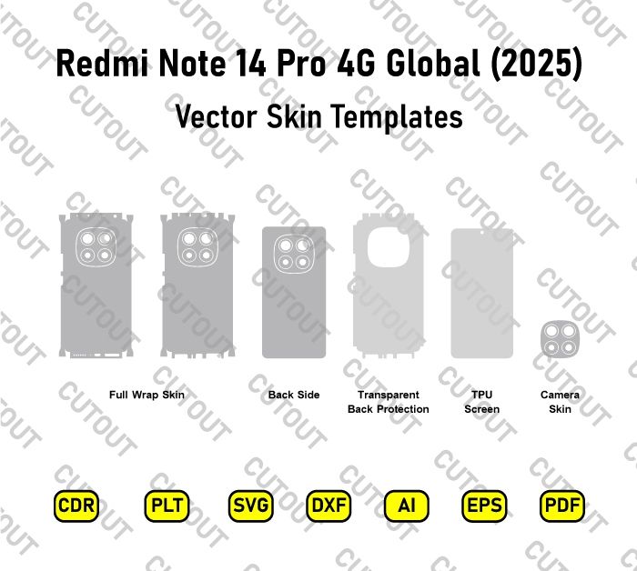 Xiaomi Redmi Note 14 Pro 4G Global(2025) Vector Skin Cut Files