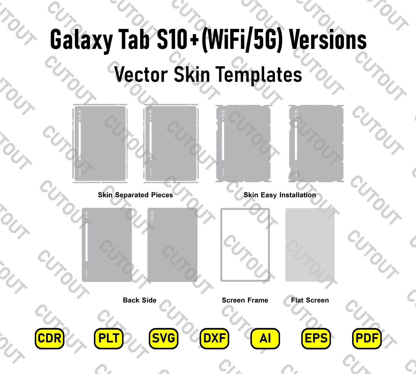 Samsung Galaxy Tab S10+ WiFi-5G Versions Vector Skin Cut Files