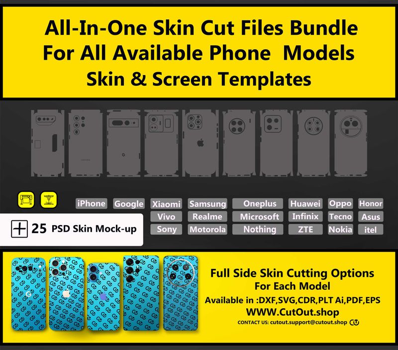 All-In-One Bundle - Phones Vector Skin Cut File Templates