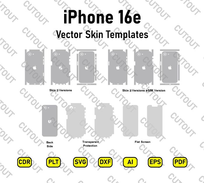 iPhone 16e Vector Skin Cut Files