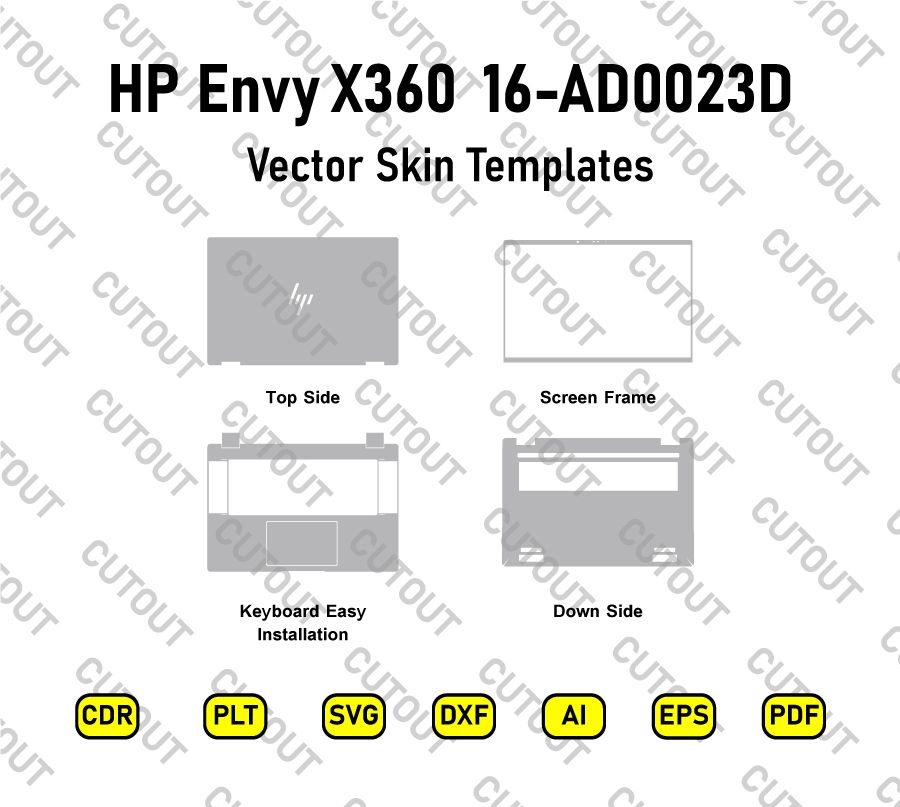 HP Envy X360 2-in-1 16-AD0023DX Vector Skin Cut Files