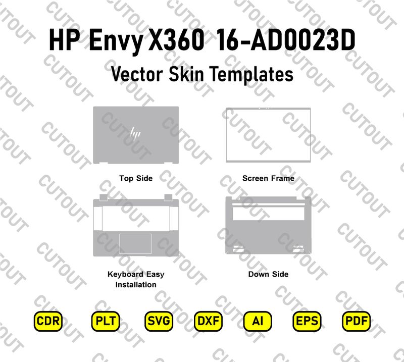 HP Envy X360 2-in-1 16-AD0023DX Vector Skin Cut Files