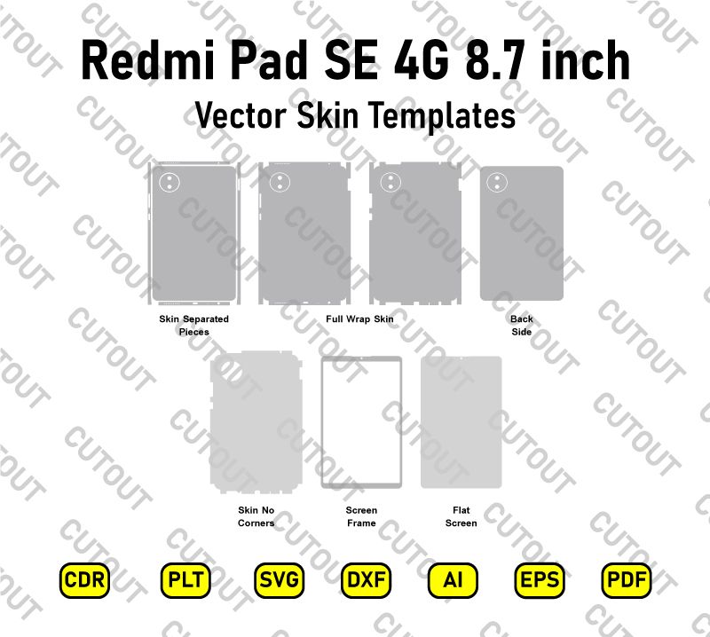 Xiaomi Redmi Pad SE 4G 8.7 inch Vector Skin Cut Files