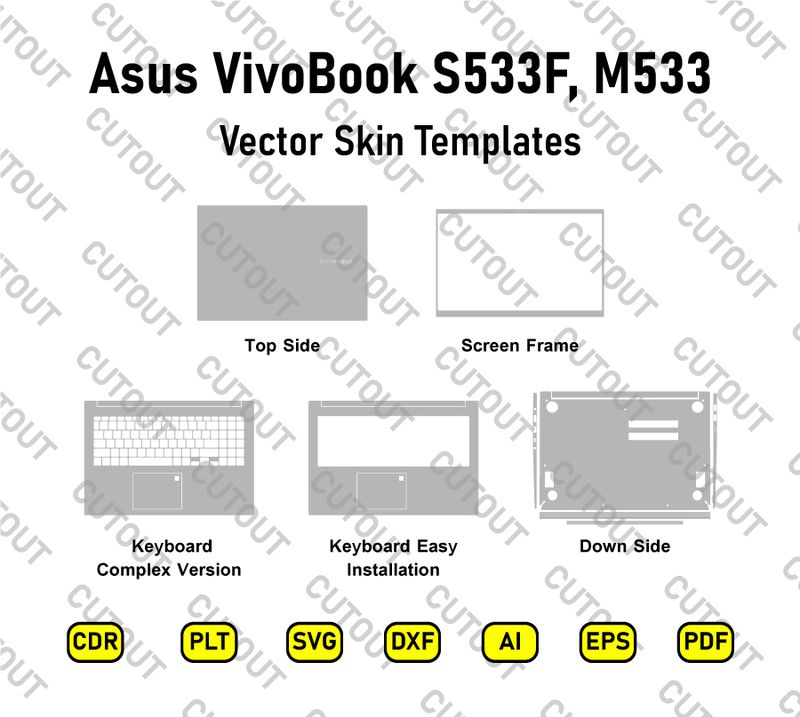 Asus VivoBook S533F, M533 Vector Skin Cut Files