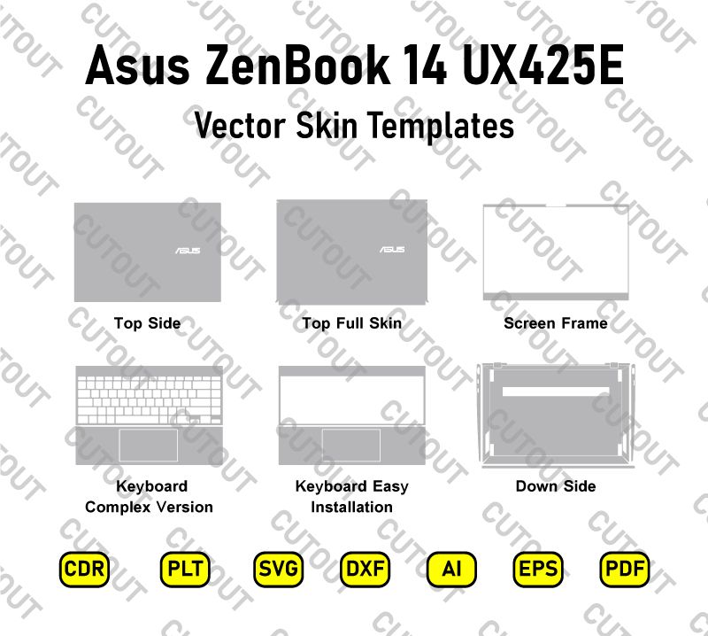 Asus ZenBook 14 UX425E Vector Skin Cut Files