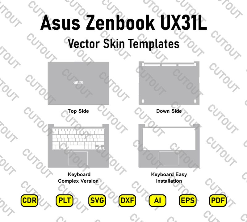 Asus Zenbook UX31L Vector Skin Cut Files
