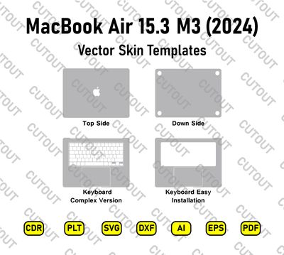 ​Archivos de corte vectorial para Apple MacBook Air 15.3 M3 2024