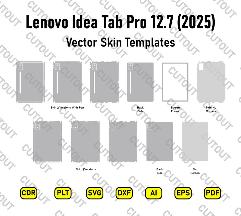 Lenovo idea Tab Pro 12.7 2025 Vector Skin Cut Files