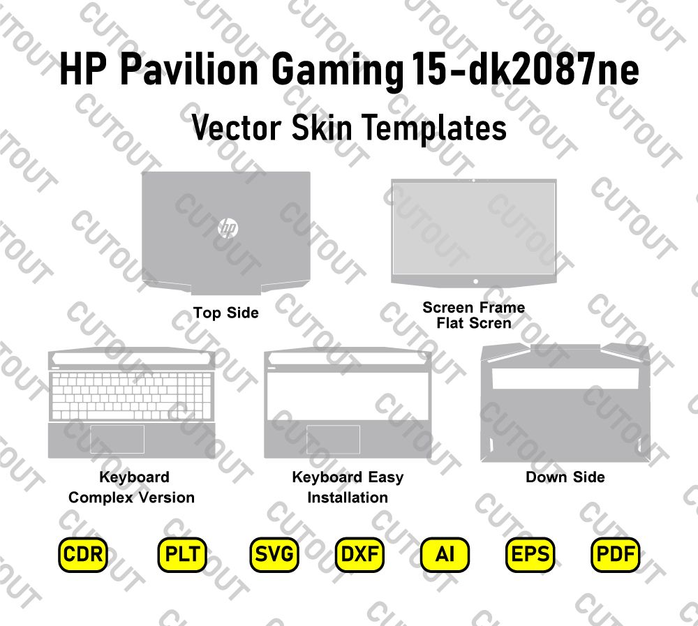 HP Pavilion Gaming 15-dk2087ne Vector Skin Cut Files