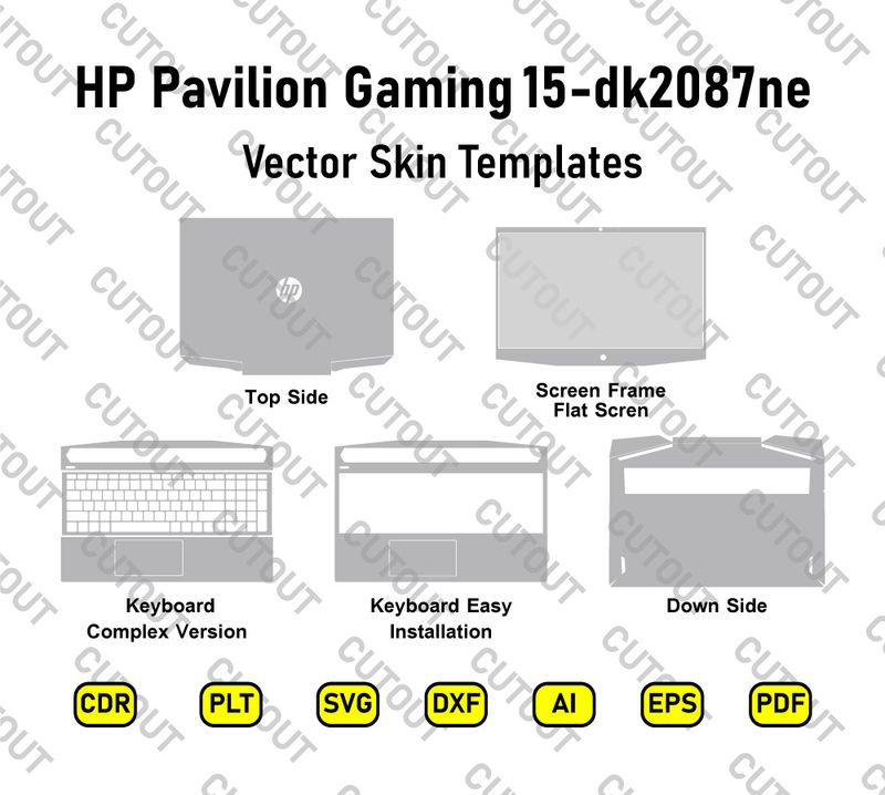 HP Pavilion Gaming 15-dk2087ne Vector Skin Cut Files