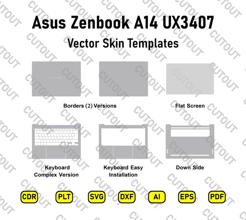 Asus Zenbook A14 UX3407 Vector Skin Cut Files