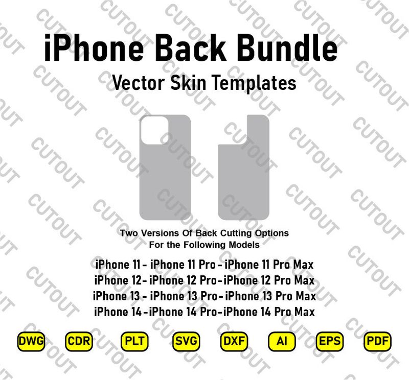 iPhones Back Bundle Plantillas de vectores de tamaño real