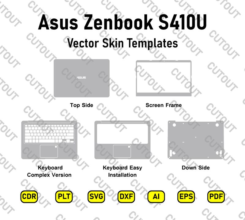 Asus Zenbook S410U Vector Skin Cut Files