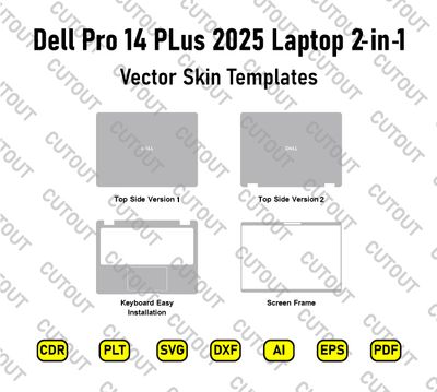 Dell Pro 14 PLus 2025 Laptop &amp; 2 in 1 Vector Skin Cut Files