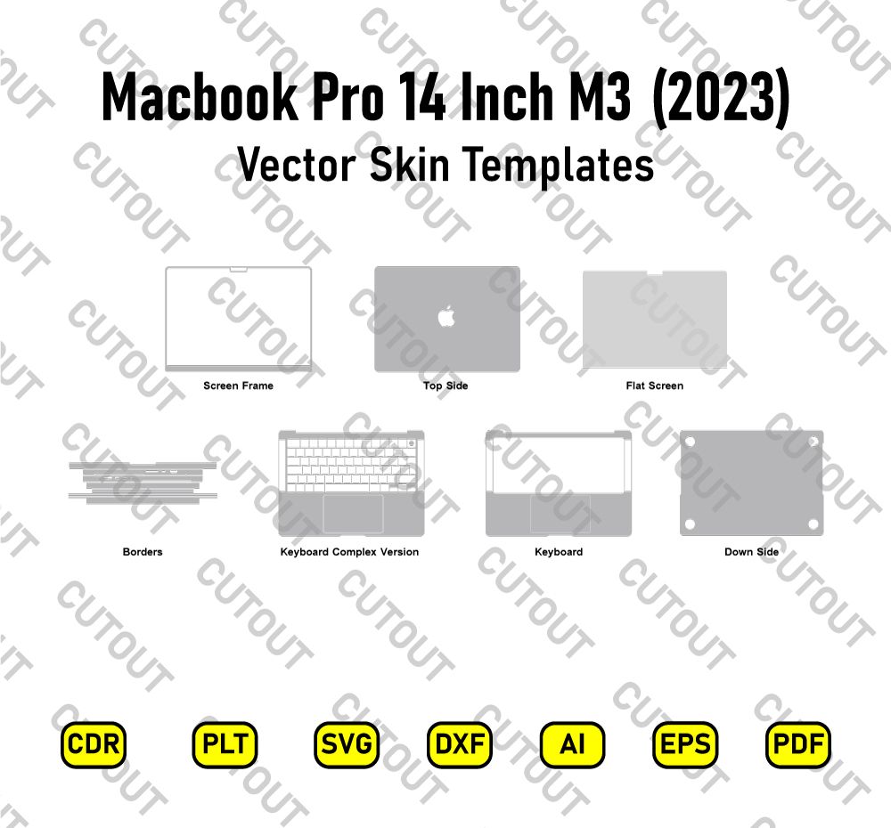 Macbook Pro 14 2023 M3 Vector Skin Cut Files