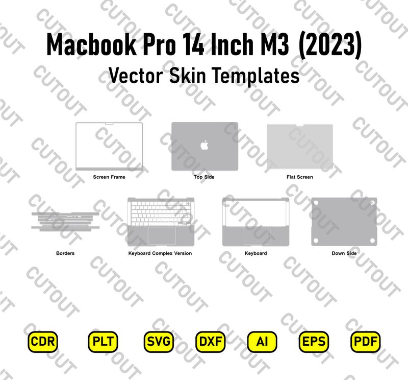 Macbook Pro 14 2023 M3 Vector Skin Cut Files
