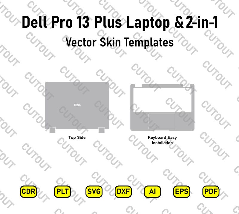 Dell Pro 13 Plus Laptop &amp; 2-in-1 Vector Skin Cut Files