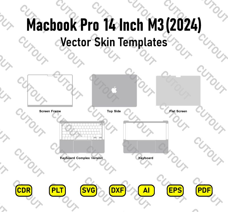 MacBook Pro 14 M3 (2024) Vector Skin Cut Files