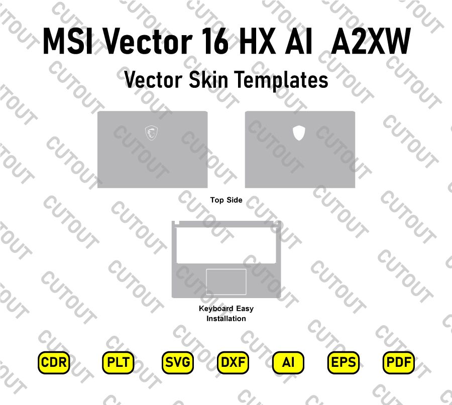 MSI Vector 16 HX AI  A2XW Vector Skin Cut Files