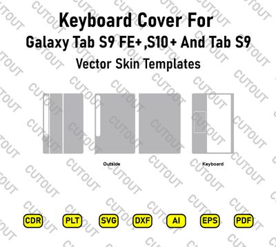 Keyboard Cover For Galaxy Tab s10+, S9 FE+ And Tab S9 Vector Skin Cut Files