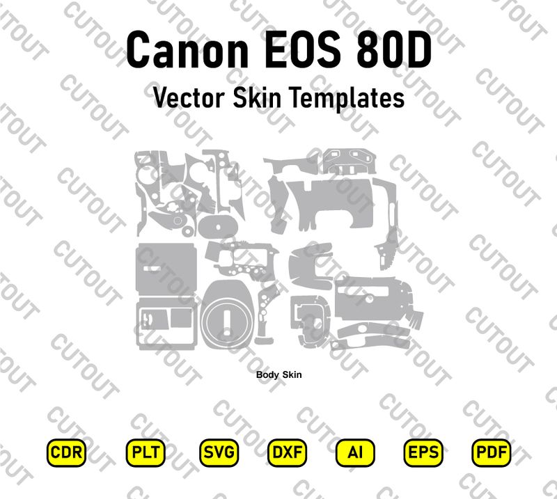 ​Plantillas vectoriales para corte de vinilo y TPU para Canon EOS 80D