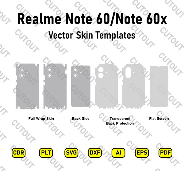 Realme Note 60-Realme Note 60x Vector Skin Cut Files