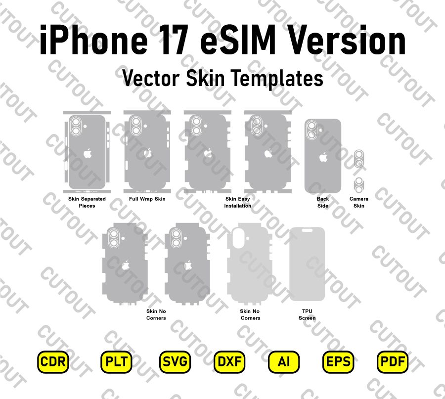 iPhone 17 eSIM Version Vector Skin Cut Files
