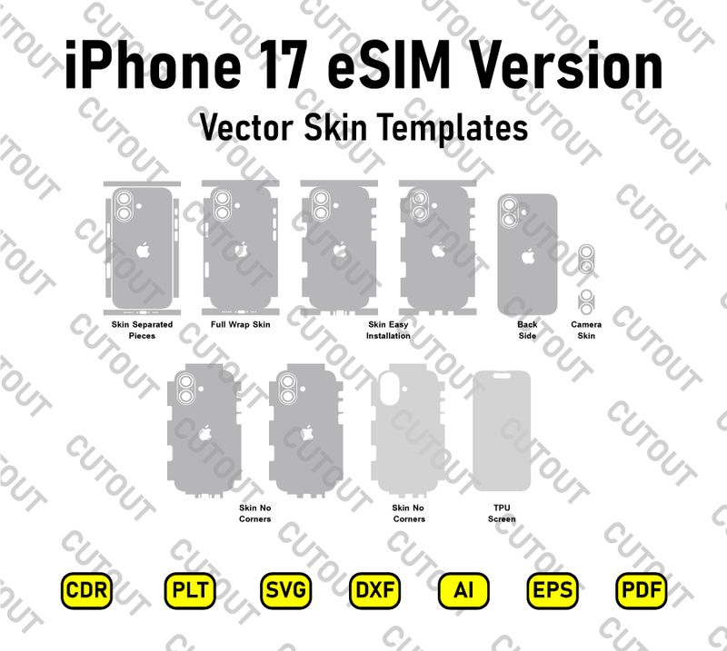 iPhone 17 eSIM Version Vector Skin Cut Files