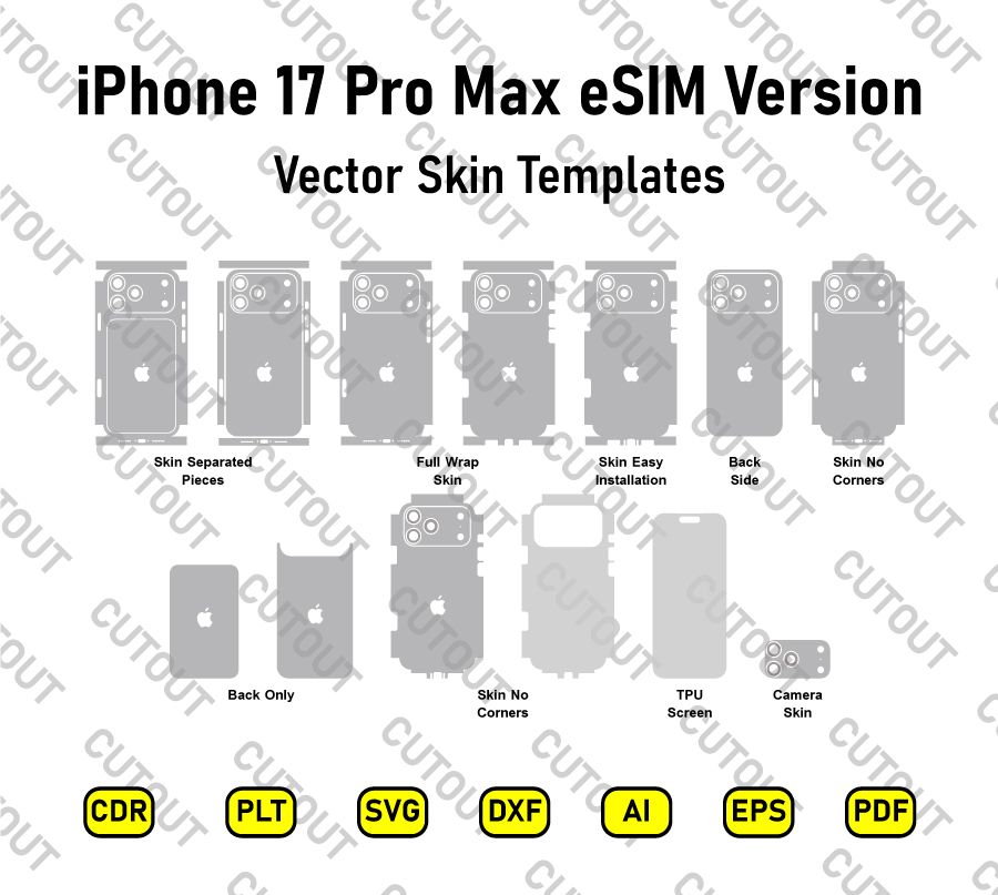 iPhone 17 Pro Max eSIM Version Vector Skin Cut Files