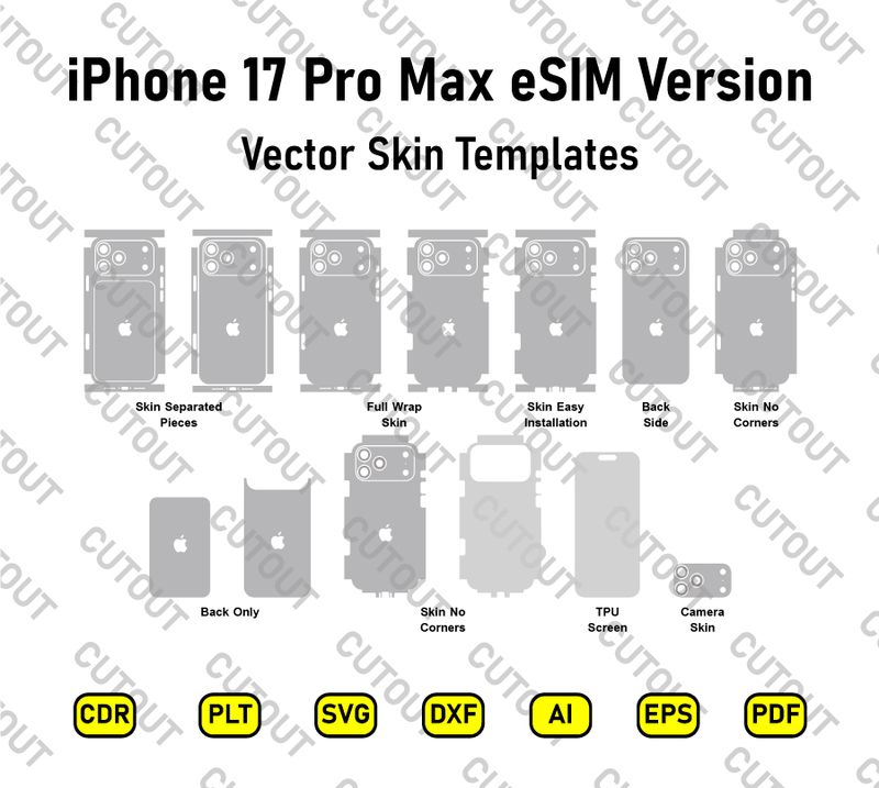 iPhone 17 Pro Max eSIM Version Vector Skin Cut Files