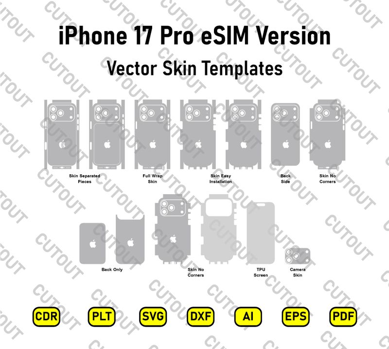 iPhone 17 Series eSIM-Physical SIM Versions Skin Cut Files Bundle