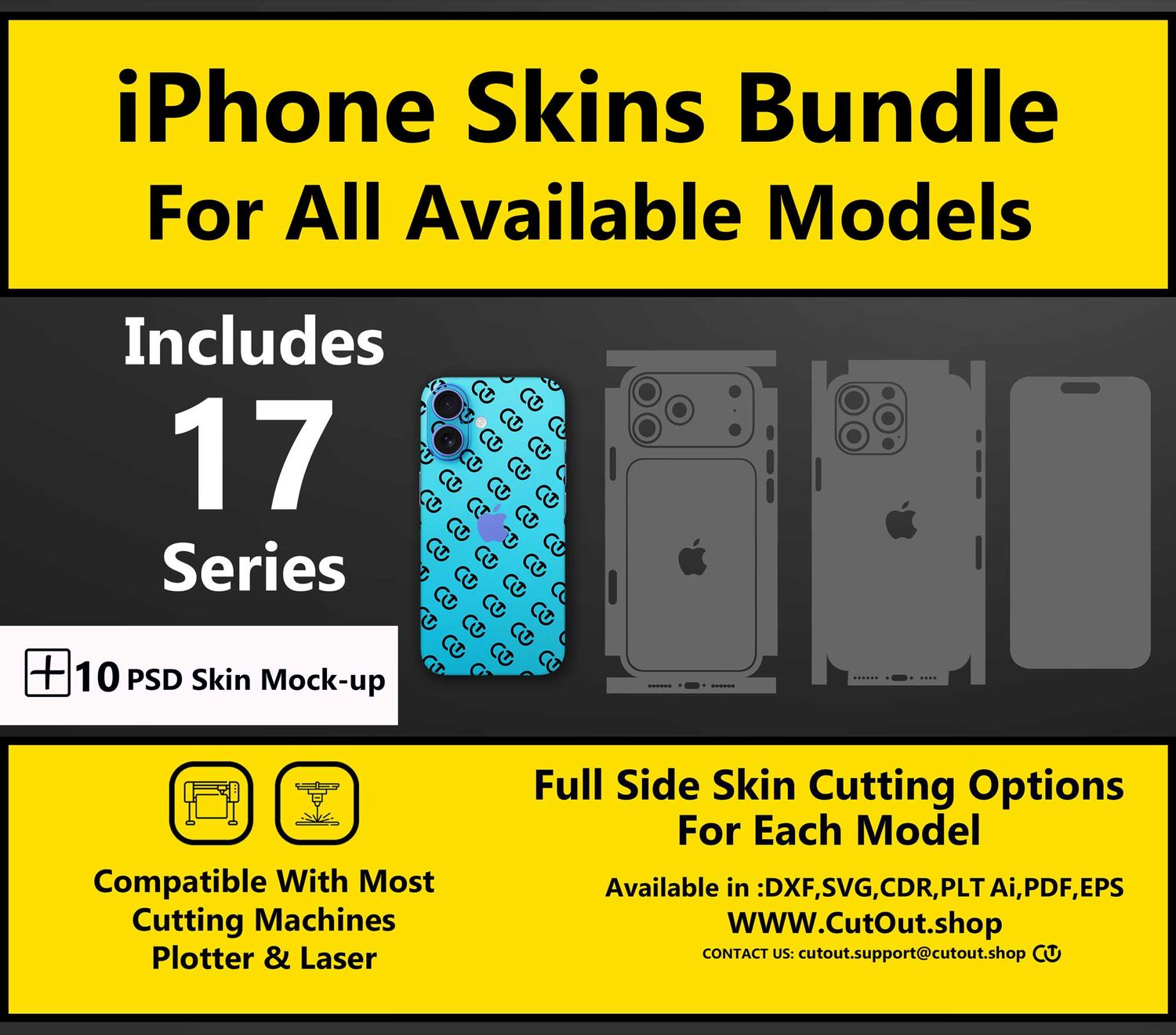 All iPhone Models Vector Skin Cut File Template Bundle