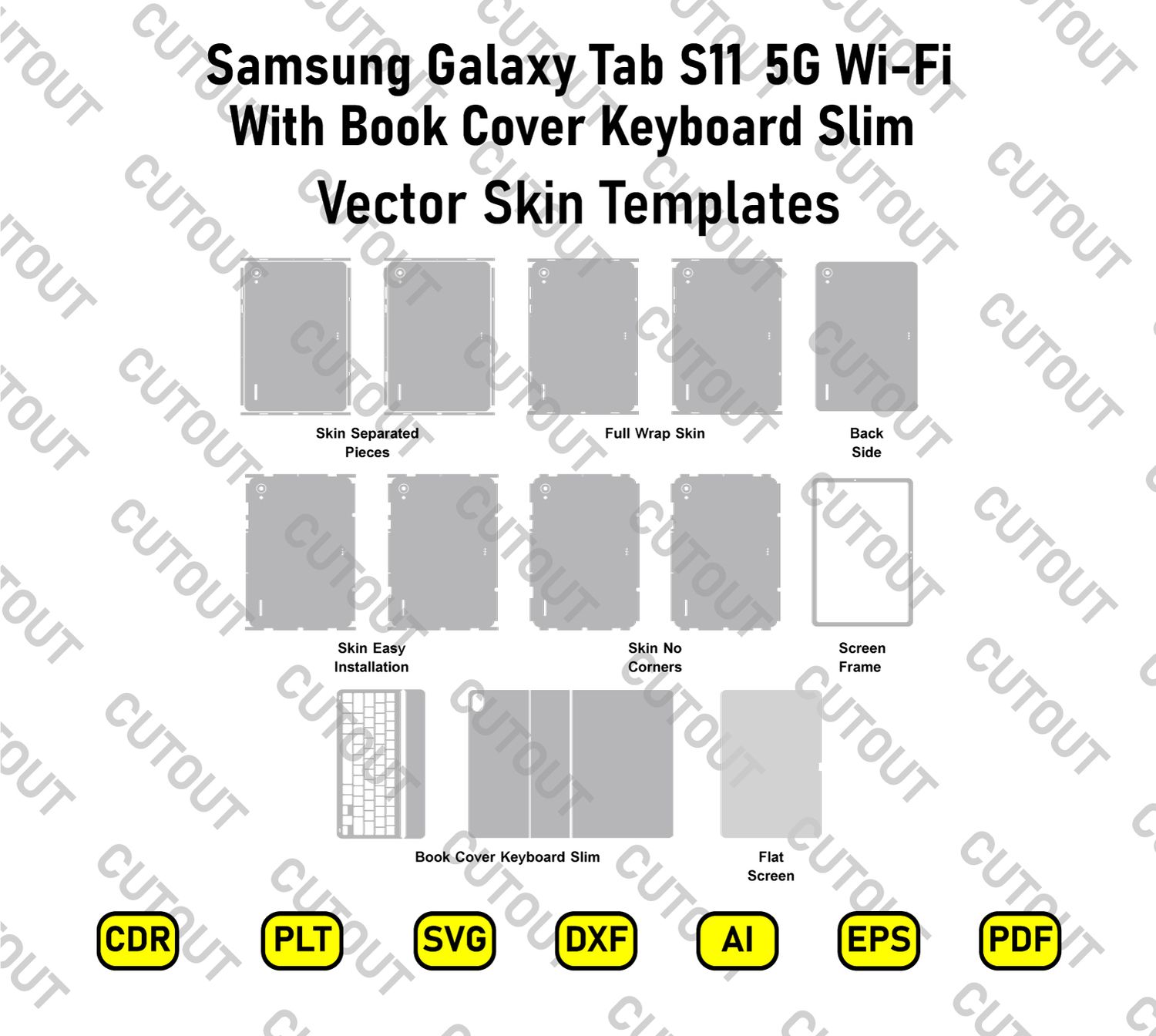 Samsung Galaxy Tab S11 5G Wi-Fi With Book Cover Keyboard Slim Vector Skin Cut Files