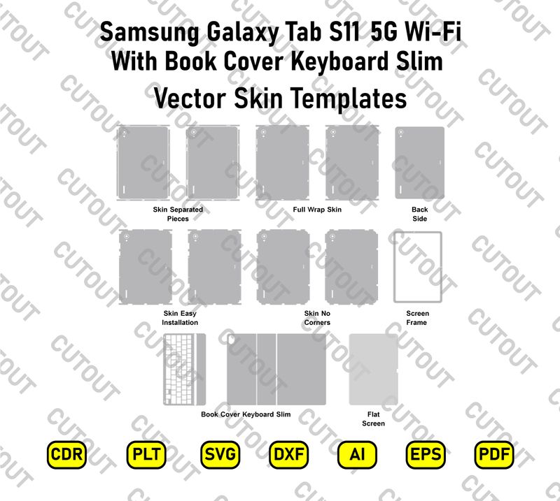 Samsung Galaxy Tab S11 5G Wi-Fi With Book Cover Keyboard Slim Vector Skin Cut Files