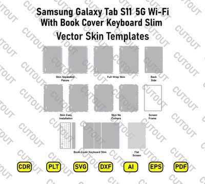 Samsung Galaxy Tab S11 5G Wi-Fi With Book Cover Keyboard Slim Vector Skin Cut Files
