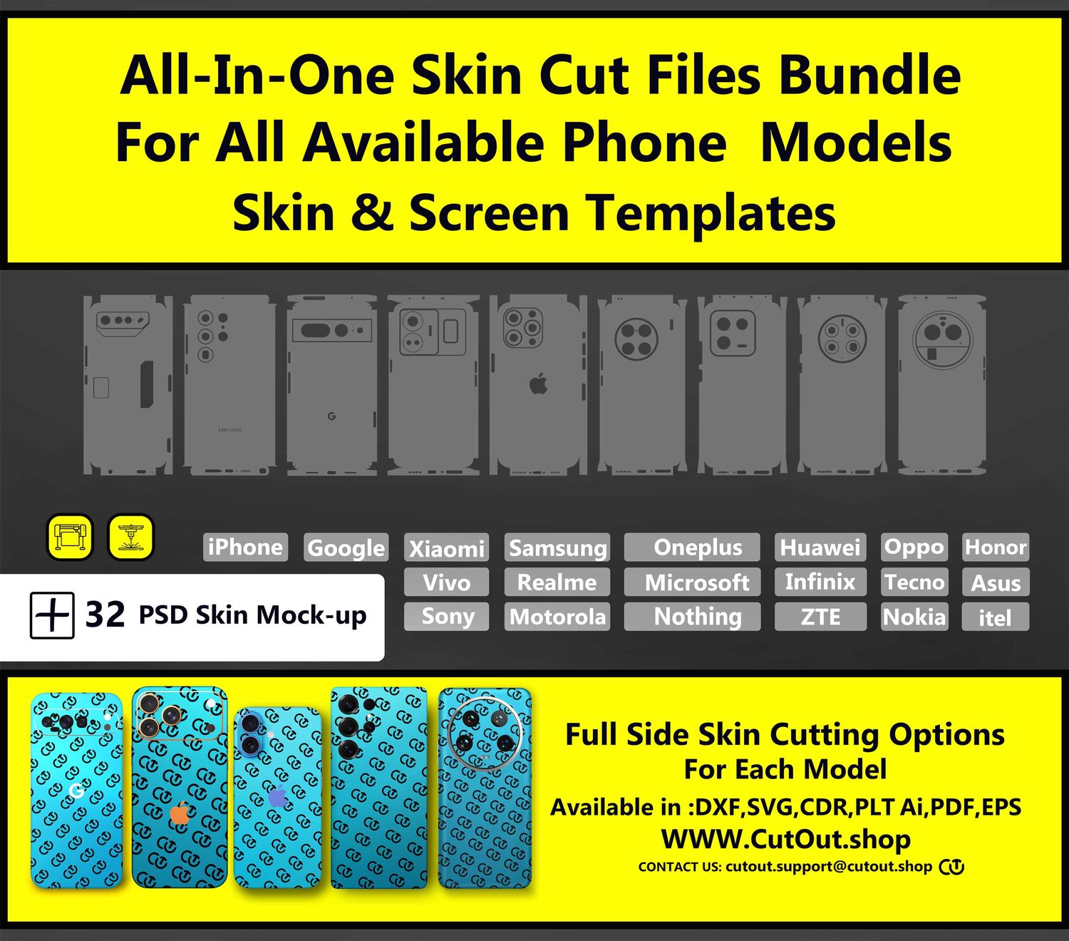 All-In-One Bundle-Phones Vector Skin Cut File Templates