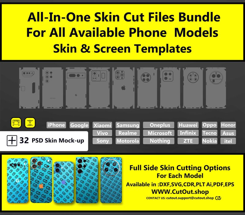 All-In-One Bundle-Phones Vector Skin Cut File Templates