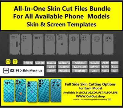 All-In-One-Bundle – Vektor-Skin-Schnittdateivorlagen für Telefone