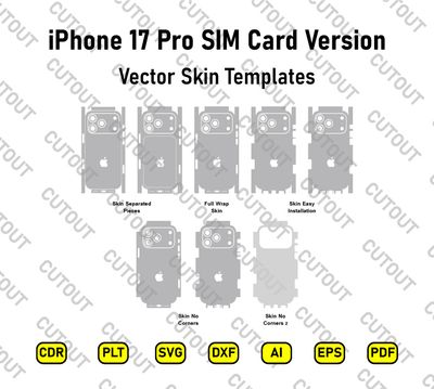 iPhone 17 Pro eSIM - Versiones físicas de la SIM - Archivos vectoriales de corte de skin