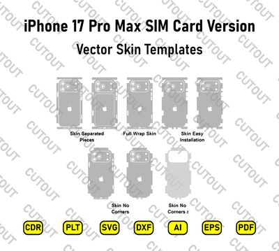 iPhone 17 Series eSIM-Physical SIM Versions Skin Cut Files Bundle
